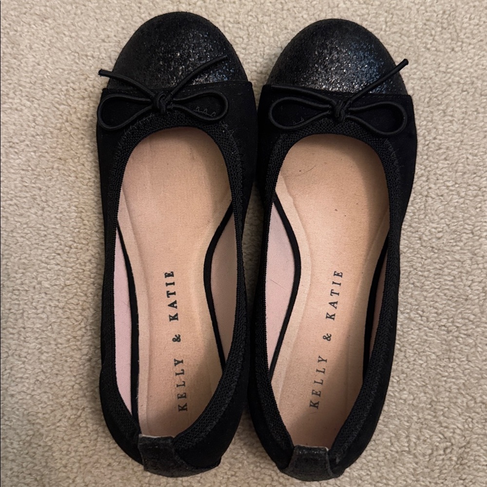 Kelly & Katie Black Sparkle Flats
